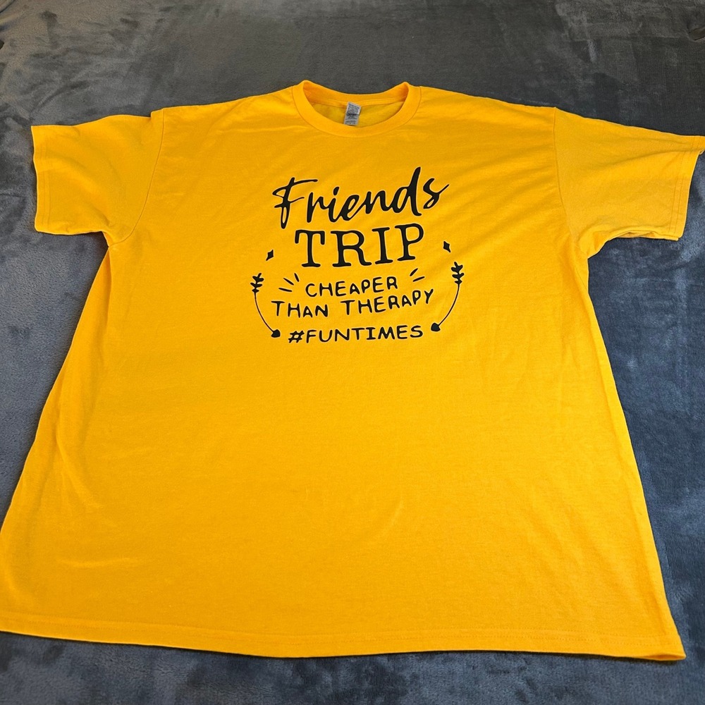 Friends Trip Cheaper Than Therapy Fun Times Graphic T-Shirt Mens Extra Large